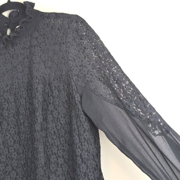 Tuckernuck Black Lace Rosalee Blouse Top Size L - Picture 7 of 13